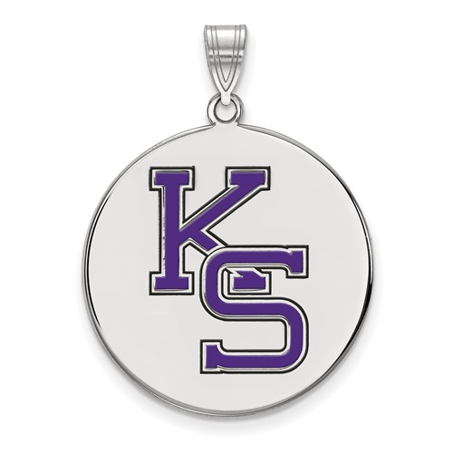 Kansas State University KS Enamel Disc Pendant 1in Sterling Silver