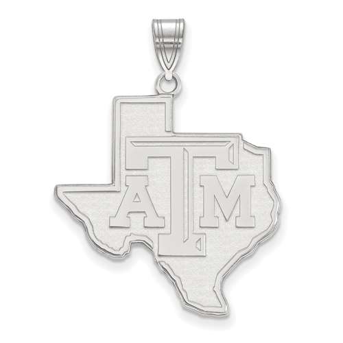 Sterling Silver 1in Texas A&M State Outline Pendant