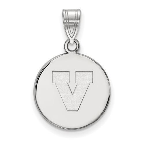 Sterling Silver 5/8in University of Virginia Block V Disc Pendant