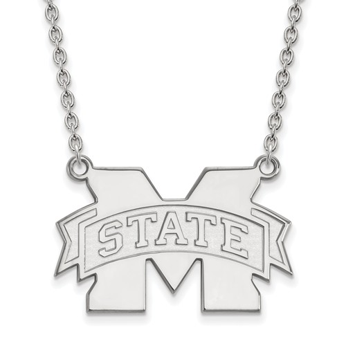 Sterling Silver Mississippi State University 1in Pendant on 18in Chain