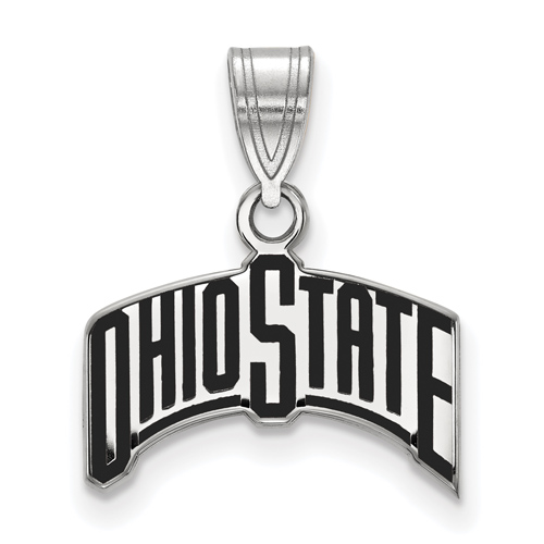 Sterling Silver Ohio State University Arched Black Enamel Pendant