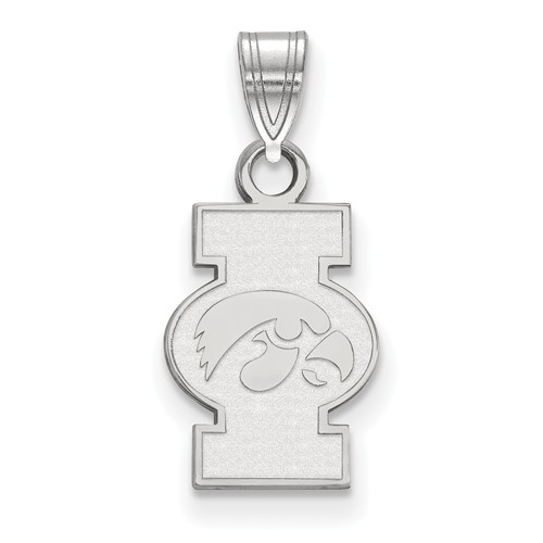 University of Iowa I Tigerhawk Pendant 3/4in 14k White Gold