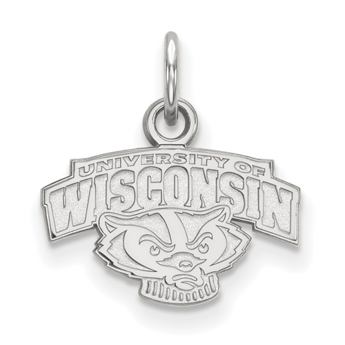 10kt White Gold 3/8in University of Wisconsin Arched Badger Pendant