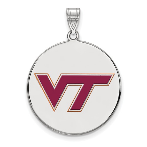 Sterling Silver Virginia Tech Enamel Disc Pendant 1in