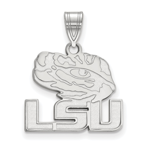 10kt White Gold 5/8in LSU Eye of the Tiger Pendant