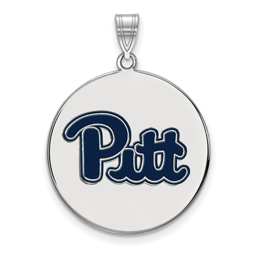 Sterling Silver 3/4in University of Pittsburgh Enamel Pendant