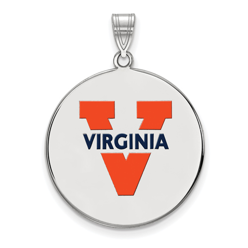 Sterling Silver 1in Round University of Virginia Enamel Pendant