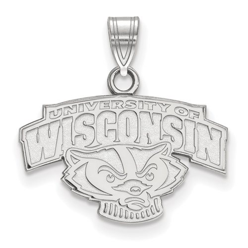 Sterling Silver 1/2in University of Wisconsin Arched Badger Pendant