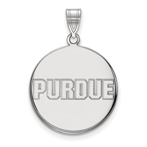 14k White Gold Purdue University Disc Pendant 7/8in 4W076PU