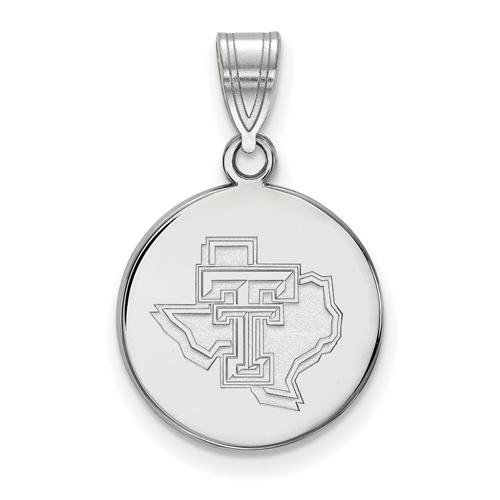 10kt White Gold 5/8in Texas Tech University State Map Disc Pendant