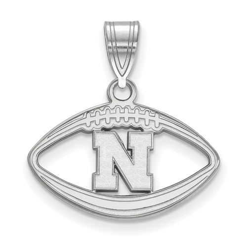 Sterling Silver 3/4in University of Nebraska Football Pendant