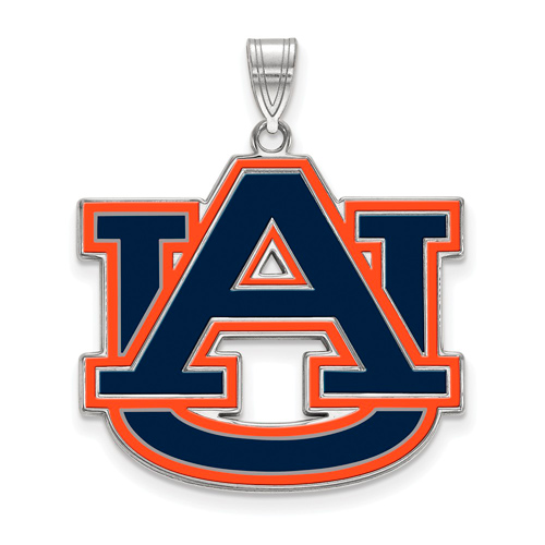 Sterling Silver 1in Auburn University Enamel Pendant
