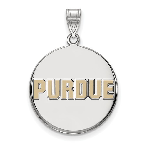 Sterling Silver Purdue University Round Enamel Pendant 3/4in