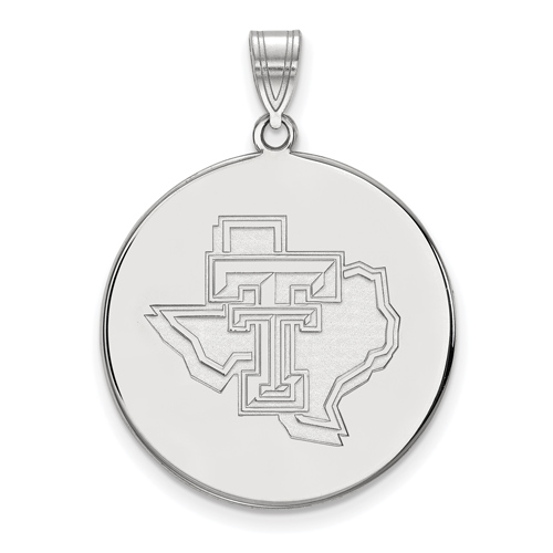 Sterling Silver 1in Texas Tech University State Map Round Pendant