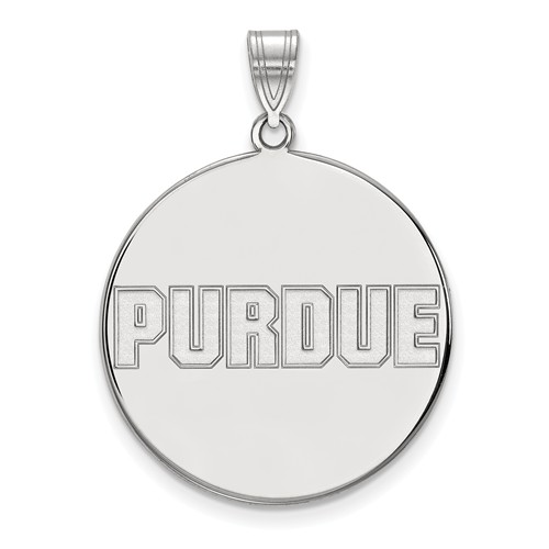 10k White Gold Purdue University Round Pendant 1in