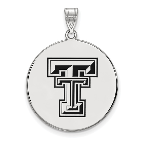 Sterling Silver 1in Texas Tech University Round Enamel Pendant