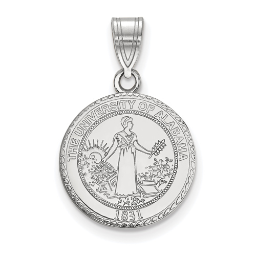 10k White Gold 5/8in University of Alabama Crest Disc Pendant
