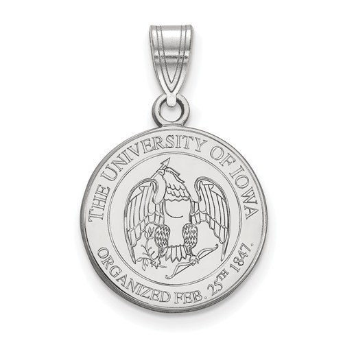 University of Iowa Seal Pendant 5/8in Sterling Silver