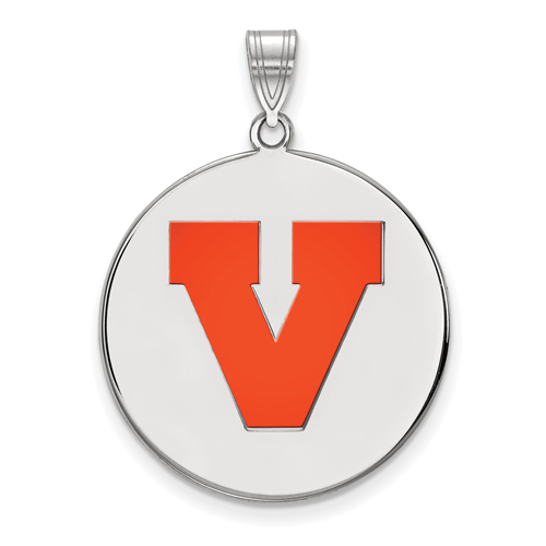 Silver 1in Round University of Virginia Block V Enamel Pendant