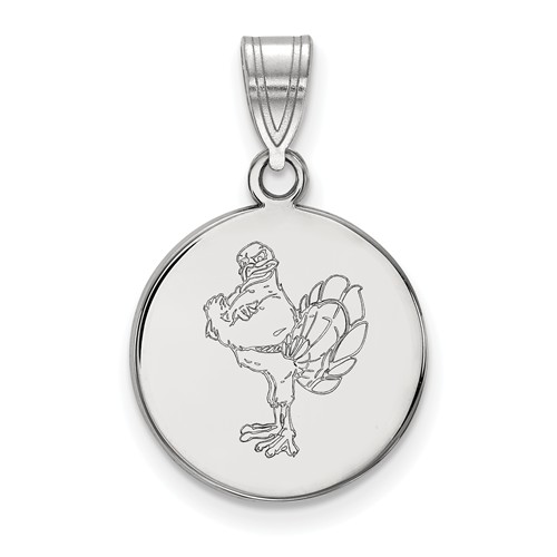 14k White Gold Virginia Tech HokieBird Disc Pendant 5/8in