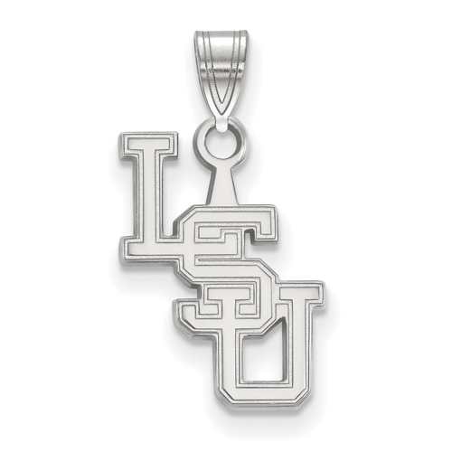 14kt White Gold 3/8in Interlocked LSU Pendant