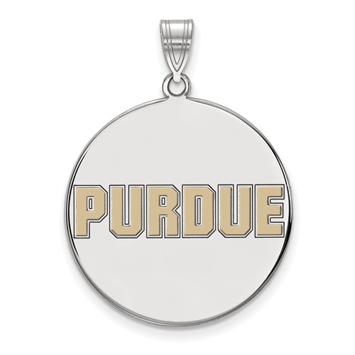 Sterling Silver Enamel Purdue University Disc Pendant 1in