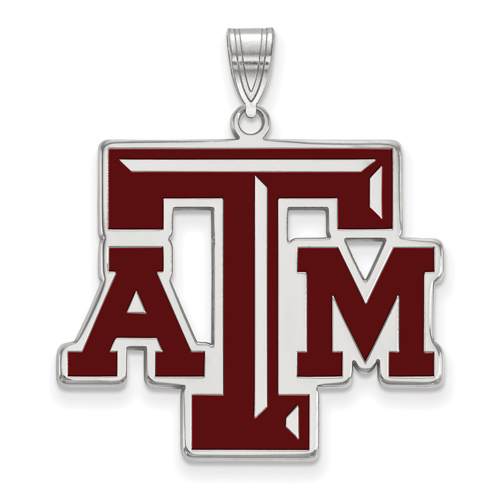 Sterling Silver 1in Texas A&M University Enamel Pendant