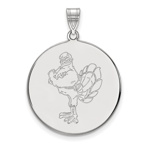 10k White Gold Virginia Tech HokieBird Disc Pendant 1in
