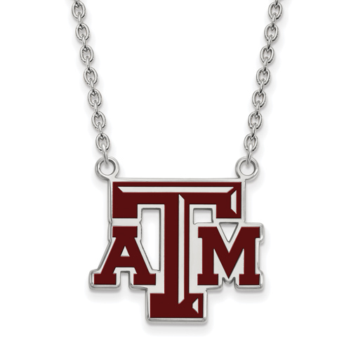 Sterling Silver Texas A&M University Enamel Pendant with 18in Chain