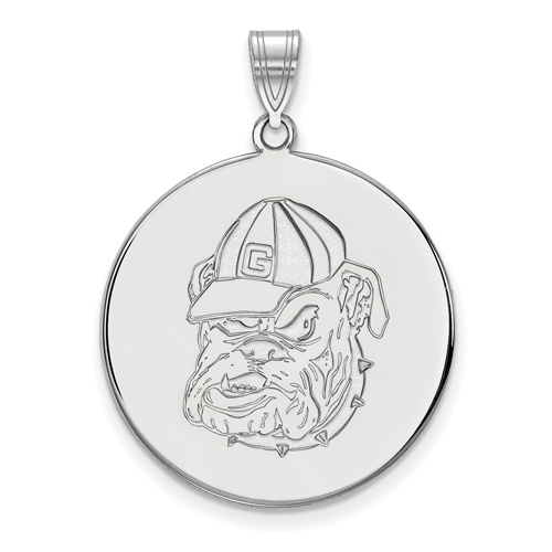 Sterling Silver 1in University of Georgia Bulldog Round Pendant