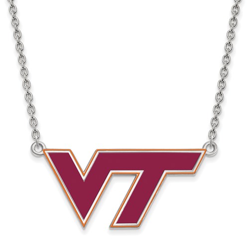 Sterling Silver Virginia Tech Enamel Necklace