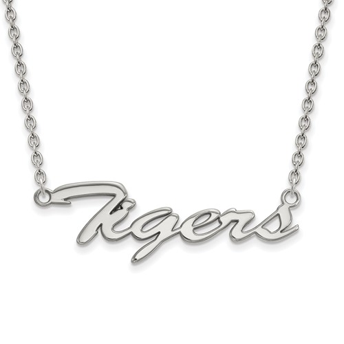 Silver Louisiana State University Tigers Pendant with 18in Chain