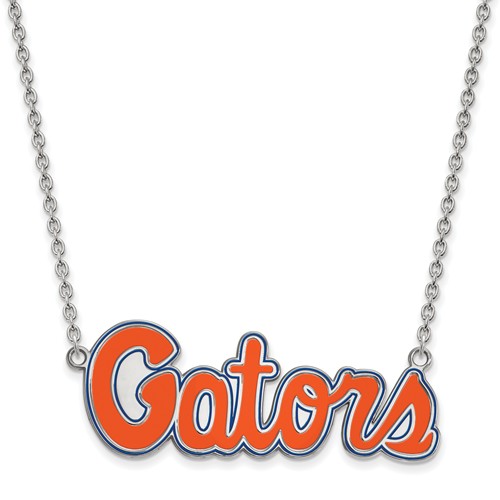 Silver University of Florida Gators Enamel Pendant with 18in Chain