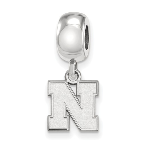 Silver University of Nebraska N Beveled Extra Small Dangle Bead