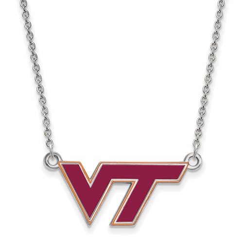 Sterling Silver Virginia Tech Small Enamel Necklace