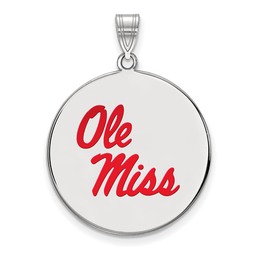 Sterling Silver 1in University of Mississippi Round Enamel Pendant