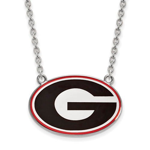 Sterling Silver University of Georgia Enamel Pendant with 18in Chain