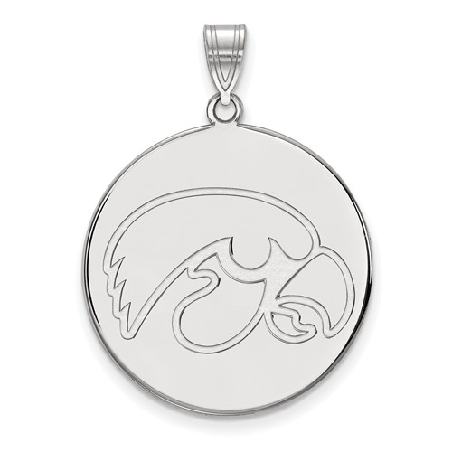 10k White Gold 1in University of Iowa Disc Pendant