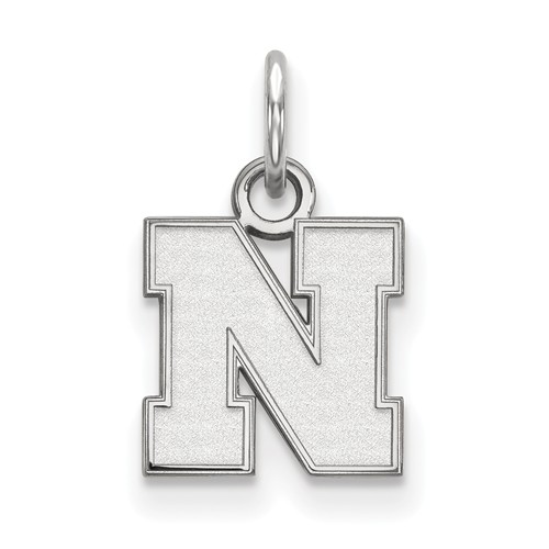 14kt White Gold 3/8in University of Nebraska N Pendant