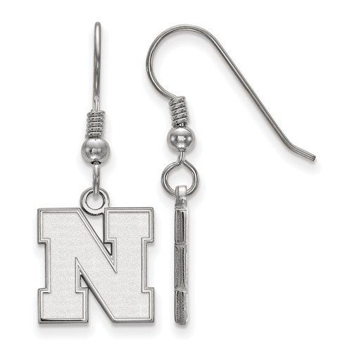Sterling Silver University of Nebraska N Dangle Wire Earrings