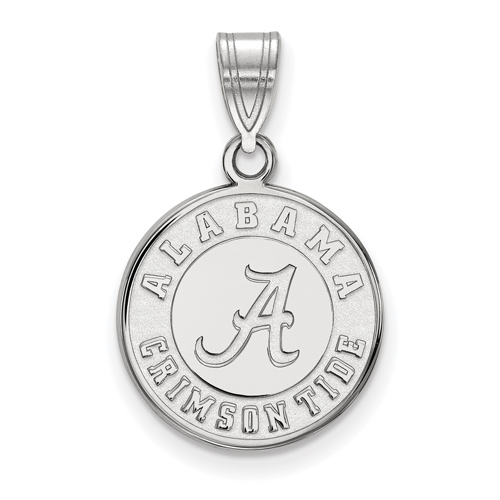 Sterling Silver 5/8in Round University of Alabama Crimson Tide Pendant