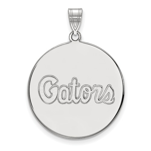 14kt White Gold 1in University of Florida Gators Round Pendant