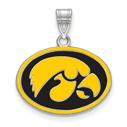 University of Iowa Enamel Oval Pendant 5/8in Sterling Silver