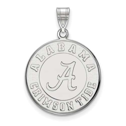 Sterling Silver 3/4in University of Alabama Crimson Tide Disc Pendant
