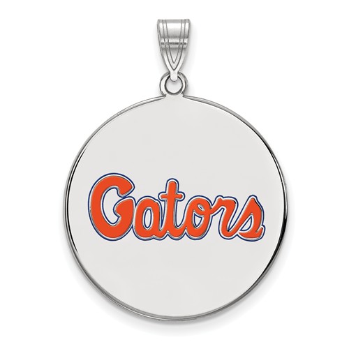 Sterling Silver 1in University of Florida Gators Round Enamel Pendant