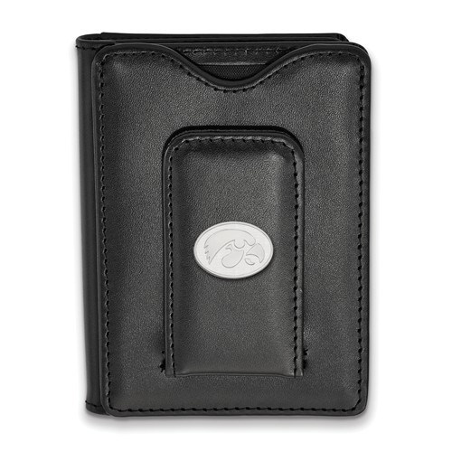 University of Iowa Leather Wallet with Sterling Silver  Accent