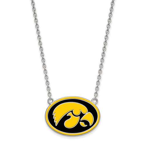 University of Iowa 3/4in Enamel Necklace Sterling Silver