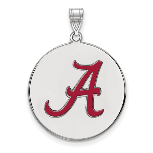 Sterling Silver 1in University of Alabama Round A Enamel Pendant