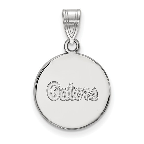 10kt White Gold 5/8in University of Florida Gators Round Pendant