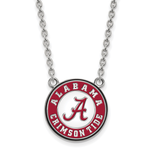 Silver University of Alabama Crimson Tide Enamel 18in Necklace